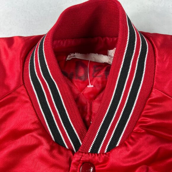 VTG 90s NBA Chicago Bulls Satin Jacket Adult Extra Large Red Snap Button Bomber - Picture 9 of 16